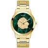 Image de Guess GW0958G2 Monarch Montre pour Homme avec Bracelet en Acier Inoxydable doré, Verre minéral, Cadran Vert, 3 Bars, diamètre du boîtier : 44 mm