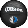 Image de WILSON NBA Team Tribute, Mini Ballon de Basket, Canaux de Précision et Adhérence Dynamique, Stabilité à l'Air Améliorée, Approuvée NBA, Équipe: Dallas Mavericks, Couleur: Noir, Taille: 3