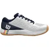 Image de WILSON Rush Pro Ace Clay Chaussures de Tennis Homme, Ajustement Sûr et Soutien Dynamique, Mesh Respirant, Idéales pour Les Courts en Terre Battue, Couleur: Blanc/Navy Blazer/Gum1a, Taille : 10.5