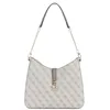 Image de GUESS Zamira Hobo Shoulder, Sac à bandoulière Femme, Logo Taupe foncé, Taille Unique