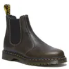 Image de Dr. Martens Bottines Chelsea 2976 unisexes en cuir avec doublure en fausse fourrure, Dms Olive, 5 Women/4 Men