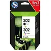 Image de HP 302 Pack de 2 cartouches dencre noire et trois couleurs authentiques (X4D37AE) pour HP DeskJet 2130/3630 et HP OfficeJet 3830