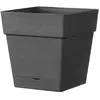 Image de Pot carré à réserve d'eau plastique Deroma Save R anthracite 17 x 17 x h.17 cm