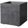 Image de Pot de fleurs en cube plastique gris anthracite 39 x 39 cm avec réserve d'eau Deroma