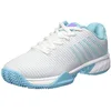 Image de K-Swiss Hypercourt Express 2 HB Chaussures de Tennis pour Femme, Blanc/Bleu, 39 EU