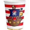 Image de amscan 9909913   Lot de 8 gobelets de fête motif pirate   Capacité max. 250 ml   Vaisselle jetable pour anniversaire d'enfant, décoration de table, cadeau, fête à thème