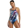 Image de TYR Durafast Elite Crosscutfit Maillot de Bain Une pièce pour Femme, Bleu Marine/Multicolore, 58