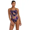 Image de TYR Durafast Elite Cutoutfit Swimsuit Maillot de Bain Une pièce, Vert Citron/Multicolore, 54 Femme