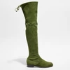 Image de Stuart Weitzman - Cuissardes en Velours de Cuir Lowland vertes 40