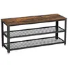 Image de VASAGLE Banc à chaussures, Étagère de rangement à 2 niveaux, Organisateur, à chaussures, 100 x 30 x 45 cm, pour entrée, salon, cadre en acier, style industriel, Marron Rustique et Noir LBS078B01