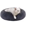 Image de Feandrea Panier pour Chien, Lit Ronde en Forme de Beignet, Canapé, Coussin Central Amovible et Lavable, Tissu Peluche Doux, Ø50 cm, Gris Foncé PGW037G02