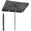 Image de SONGMICS Parasol 180 x 125 cm, Protection Solaire UPF 50+, Inclinable sur 30° dans les 2 sens, Hauteur Réglable, avec Sac de Transport, pour Jardin, Terrasse, sans Base, Gris GPU180G01