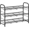 Image de SONGMICS Meuble à Chaussures à 3 Niveaux, Étagère Rangement Empilable, jusqu'à 12 Paires, en Métal, 68,5 x 27,5 x 49,5 cm, pour Talons Hauts, Baskets, Pantoufles, dans Entrée, Noir LMR066B01