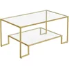 Image de VASAGLE Table Basse, Table de Salon, 2 Niveaux en Verre trempé, Cadre en Acier, 100 x 55 x 45 cm, rectangulaire, décoration de Salon, Doré LGT033A01
