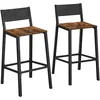 Image de VASAGLE Tabourets de Bar, Lot de 4 Chaises de Bar, SiÈges Cuisine, Salle À Manger, Bureau, Style Industriel, Marron Rustique et Noir LBC270B01