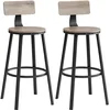 Image de VASAGLE Tabouret Bar Industriel, Lot de 2, Chaises Bar Cuisine, avec Dossier, Cadre en Acier, Siège 73,5 cm de Haut, Montage Facile, Style Industriel, Grège et Noir d'encre LBC026B02