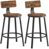Image de VASAGLE Tabouret Bar Industriel, Lot de 4, Chaise Bar Cuisine, avec Dossier, Cadre en Acier, Siège de 62,5 cm de Haut, Montage Facile, Style Industriel, Marron Rustique et Noir LBC276B01