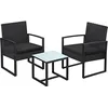 Image de SONGMICS Salon de Jardin Extérieur, Ensemble de Mobilier, 3 Pièces, Surface Tressée en PE, pour Bistrot, Terrasse, Jardin, Balcon, Montage Facile, 2 Chaises et 1 Table, Noir GGF010B05
