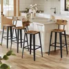 Image de VASAGLE Tabouret Bar Industriel, Lot de 4, Chaise Bar Cuisine, avec Dossier, Cadre en Acier, Montage Facile, Style Industriel, Marron Rustique et Noir d'encre LBC278B01