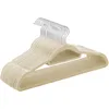 Image de SONGMICS Cintre en Velours, Lot de 20, Antiglisse, Barre à Cravate, Crochet Pivotant 360°, Épaisseur 0,6 cm, Longueur 43,5 cm, pour Manteau, Robe, Pantalon, Beige et Argent CRF020M20