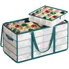 Image de SONGMICS Boîte Rangement Noël, 64 Compartiments, 64,5x34x33,5cm | Coffre pour Boules de Noël et Ornements, Séparateurs Modulables, Semi-transparent et Vert, Collection TYLA RFB029C01