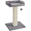 Image de FEANDREA Griffoir pour Chat, Grattoir avec Plate-Forme en Tissu Peluche 40 x 30 cm, Arbre à Chat, Hauteur 71 cm, Poteau en Sisal, avec Pompon, Gris Clair PCA022W01