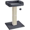 Image de FEANDREA Griffoir pour Chat, Grattoir avec Plate-Forme en Tissu Peluche 40 x 30 cm, Arbre à Chat, Hauteur 71 cm, Poteau en Sisal, avec Pompon, Gris Foncé PCA022G01