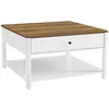 Image de VASAGLE Table Basse, Table de Salon, 2 Grands Tiroirs, avec Pieds, Grand Espace de Rangement, Style Marin, 80 x 80 x 45 cm, pour Salon, Brou de Noix et Blanc LCT207T14