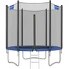 Image de SONGMICS Trampoline Extérieur Enfant Diamètre 183 cm, Filet de Protection Externe, Coussins de Sécurité, Échelle, Poteau Droit de 180 cm de Haut, Cadre en Acier, Noir et Bleu STR061Q01