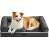 Image de Feandrea Panier pour Chien Orthopédique, Canapé, Lit pour Animaux, Rembourrage Moelleux, Bords Rehaussés, Housse Amovible et Lavable, 91 x 63 x 18 cm, Antidérapant, Gris Foncé PGW076G01V1