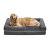 Image de Feandrea Panier pour Chien Orthopédique, Canapé, Lit pour Animaux, Rembourrage Moelleux, Bords Rehaussés, Housse Amovible et Lavable, 106 x 71 x 18 cm, Antidérapant, Gris Foncé PGW077G01V1