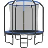 Image de SONGMICS Trampoline pour Enfant, Diamètre 244 cm, Filet de Protection, Poteau de 180 cm de Haut, Coussin de Sécurité, Échelle, Cadre en Acier, Noir et Bleu STR083Q01