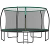 Image de SONGMICS Trampoline Extérieur Enfant Diamètre 427 cm, Filet de Protection, Poteau Incurvé de 180 cm de Haut, Coussins de Sécurité, Échelle, Cadre en Acier, Noir et Vert STR142C01