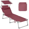 Image de SONGMICS Bain de Soleil, Chaise Longue Pliable, 193 x 53 x 29 cm, Capacité de 150 kg, avec Pare-Soleil, Appuie-Tête, Dossier Réglable, pour Jardin, Piscine, Terrasse, Rouge GCB192R01