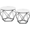 Image de VASAGLE Lot de 2 Tables Basses Rondes, Tables d'appoint de canapé, Style Moderne, Plateau Amovible, Cadre en Acier, pour Salon, Blanc et Noir LET040B59