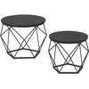 Image de VASAGLE Lot de 2 Tables Basses Rondes, Tables d'appoint de canapé, Style Moderne, Plateau Amovible, Cadre en Acier, pour Salon, Noir LET040B22