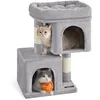 Image de Feandrea Arbre à Chat, Tour de Jeux 67 cm, S, Maison pour Chatons Jusqu’à 3 kg, Grande Plate-Forme, 2 Niches, Griffoir, Gris Clair PCT611W01