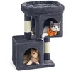 Image de Feandrea Arbre à Chat, Tour de Jeux 67 cm, S, Maison pour Chatons Jusqu’à 3 kg, Grande Plate-Forme, 2 Niches, Griffoir, Gris Foncé PCT611G01