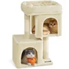 Image de Feandrea Arbre à Chat, Tour de Jeux 67 cm, S, Maison pour Chatons Jusqu’à 3 kg, Grande Plate-Forme, 2 Niches, Griffoir, Beige PCT611M01