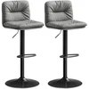 Image de VASAGLE Tabouret de Bar, Lot de 2, Chaise de Bar Réglables en Hauteur, Surface en PU, Pivotant à 360°, Chaise de Cuisine avec Dossier et Repose-Pieds, Gris LJB094G01