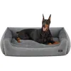 Image de Feandrea Panier pour Chiens, Lit pour Animaux, Canapé, en Tissu Façon Lin, Bords Rehaussés, Antiglisse, Housse Amovible Lavable, Taille XXL pour Grands Chiens, 120 x 90 x 30 cm, Gris Clair PGW013GG