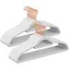 Image de SONGMICS Cintre en Velours, Lot de 30, Antiglisse, Barre à Cravate, Crochet Pivotant 360°, Épaisseur 0,6 cm, Longueur 43,5 cm, pour Manteau, Robe, Pantalon, Blanc et Rose Gold CRF021W01