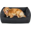 Image de Feandrea Panier pour Chiens, Lit pour Animaux, Canapé, en Tissu Façon Lin, Bords Rehaussés, Antiglisse, Housse Amovible Lavable, Taille XL pour Grands Chiens, 110 x 75 x 27 cm, Gris Foncé PGW012G01