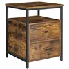 Image de VASAGLE Table de Chevet, Table d'appoint, 45 x 45 x 60 cm, avec Compartiment Ouvert, 2 tiroirs, pour Salon, Chambre, Marron Rustique et Noir LET067B01