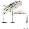 Image de SONGMICS Parasol de Jardin 300 cm, 28 LED Solaires, UPF 50+, Parasol d Extérieur, Pivotant à 360°, Inclinaison Fluide, Manivelle, avec Base en Croix, Blanc Crème GPU047Y11