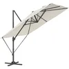 Image de SONGMICS Parasol de Jardin Déporté 270 x 270 cm, UPF 50+ Parasol d’extérieur, Pivotant à 360°, Inclinaison, avec Manivelle, Base en Croix, pour Terrasse, Blanc Crème GPU057Y01