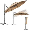Image de SONGMICS Parasol de Jardin 300 cm, UPF 50+, Parasol de Terrasse, Pivotant à 360°, Inclinaison Fluide, Manivelle, avec Base en Croix, Marron Camel GPU074K10