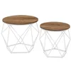 Image de VASAGLE Table Basse Ronde, Lot de 2, Table d’Appoint, Bout de Canapé, Style Moderne, Plateau Amovible, Cadre en Acier, pour Salon, Marron Miel et Blanc Nuage LET040K41