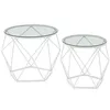 Image de VASAGLE Table Basse Ronde, Lot de 2, Plateau en Verre, Cadre en Acier