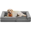 Image de Feandrea Panier pour Chien Orthopédique, Canapé, Lit pour Animaux, Rembourrage Moelleux, Bords Rehaussés, Housse Amovible et Lavable, 135 x 102 x 23 cm, Antidérapant, Gris Clair PGW079G02V1